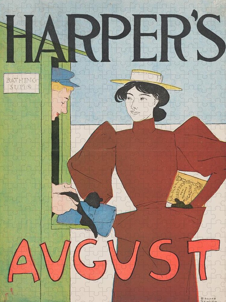 Americana Jigsaw Puzzle featuring the digital art Harper's August 1894 by Kim Kent