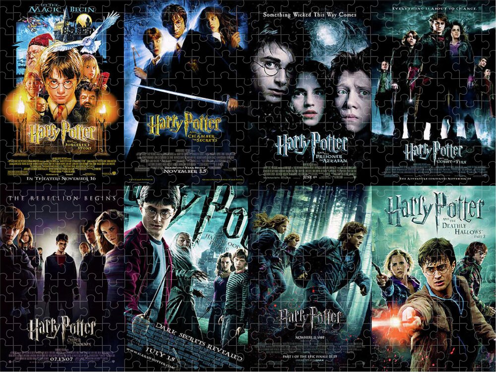 Magic Jigsaw Puzzle featuring the mixed media Harry Potter Movie Poster Collection by Pheasant Run Gallery