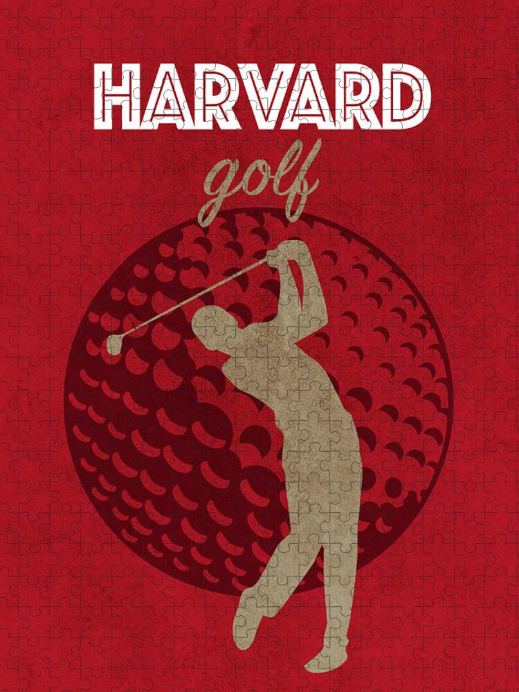 Harvard University Jigsaw Puzzle featuring the mixed media Harvard University College Golf Sports Vintage Poster by Design Turnpike