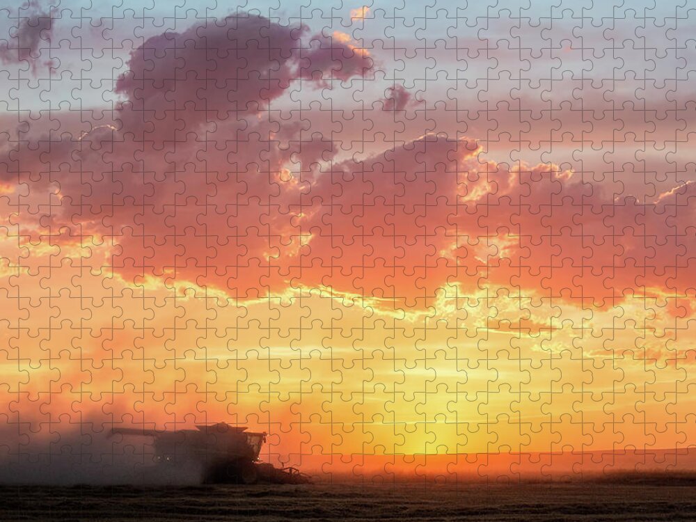 Combine Jigsaw Puzzle featuring the photograph Harvest Sunset by Todd Klassy