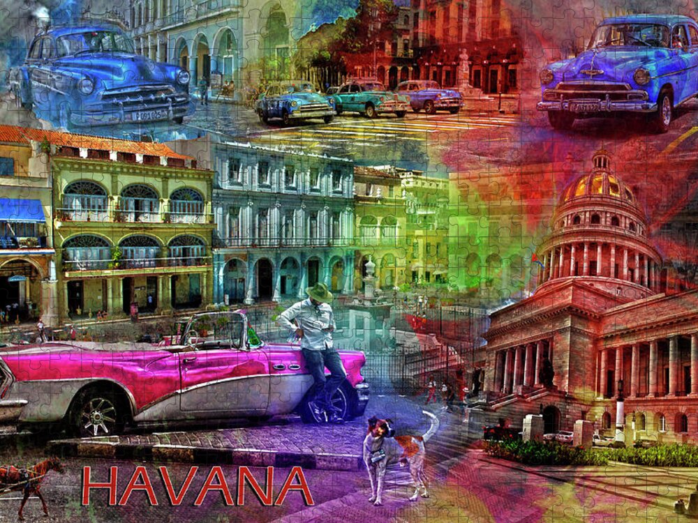 Havana Jigsaw Puzzle featuring the photograph Havana Collage by Randi Grace Nilsberg