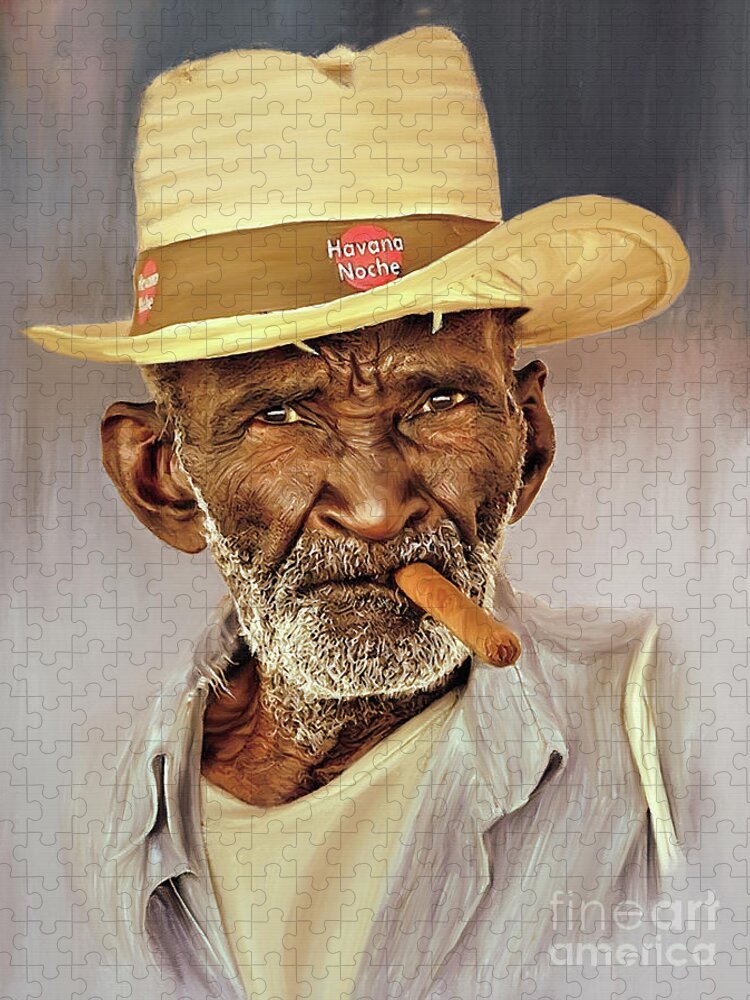 Dance Jigsaw Puzzle featuring the painting Havana Smoker by Gull G