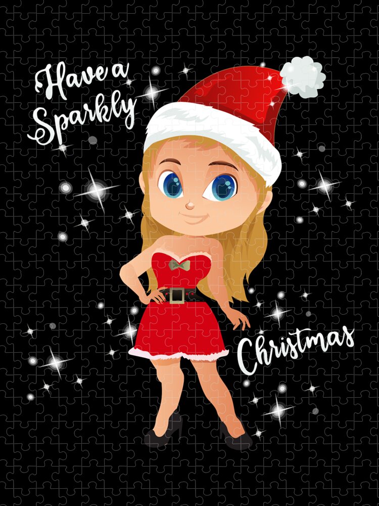 Christmas 2023 Jigsaw Puzzle featuring the digital art Have a Sparkly Christmas Girls by Flippin Sweet Gear
