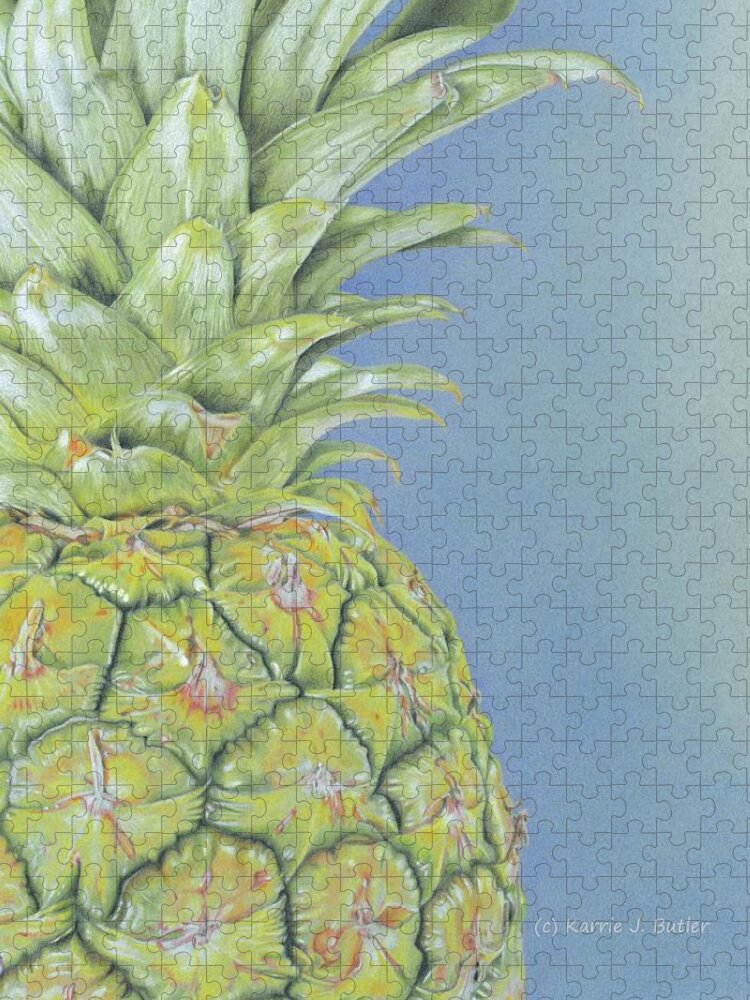 Pineapple Jigsaw Puzzle featuring the painting Hawaiian Pineapple by Karrie J Butler