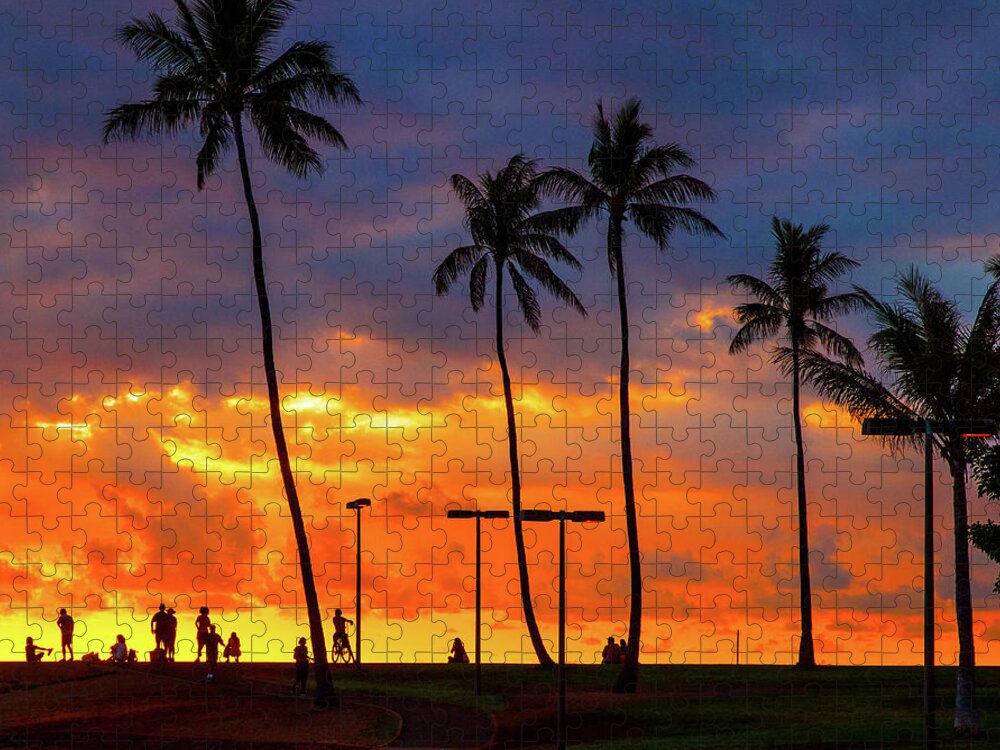 Hawaii Jigsaw Puzzle featuring the photograph Hawaiian Silhouettes by David Desautel