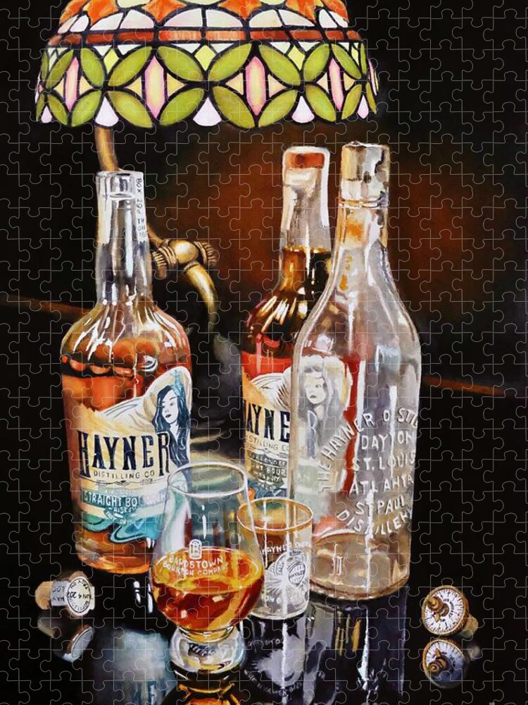 Bourbon Jigsaw Puzzle featuring the painting Hayner Whiskey by Jeanette Ferguson