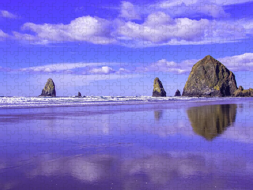 Ocean Jigsaw Puzzle featuring the photograph Haystack rock Canon Beach Oregon by Jeff Swan