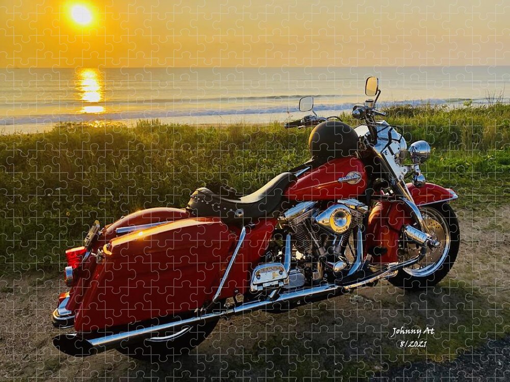 Harley Davidson Flagler Beach Florida Usa Jigsaw Puzzle featuring the photograph HD Sunrise Flagler Beach by John Anderson