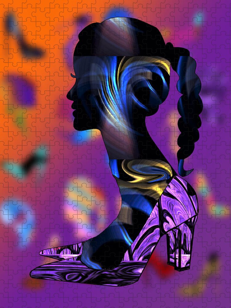 Abstract Jigsaw Puzzle featuring the digital art Head Over Heels - No.3 by Ronald Mills