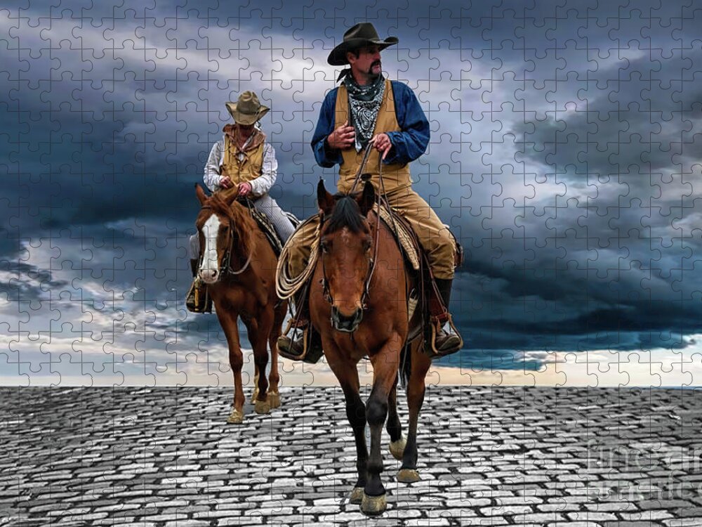 Cowboys Jigsaw Puzzle featuring the photograph Headed Home by Diana Mary Sharpton
