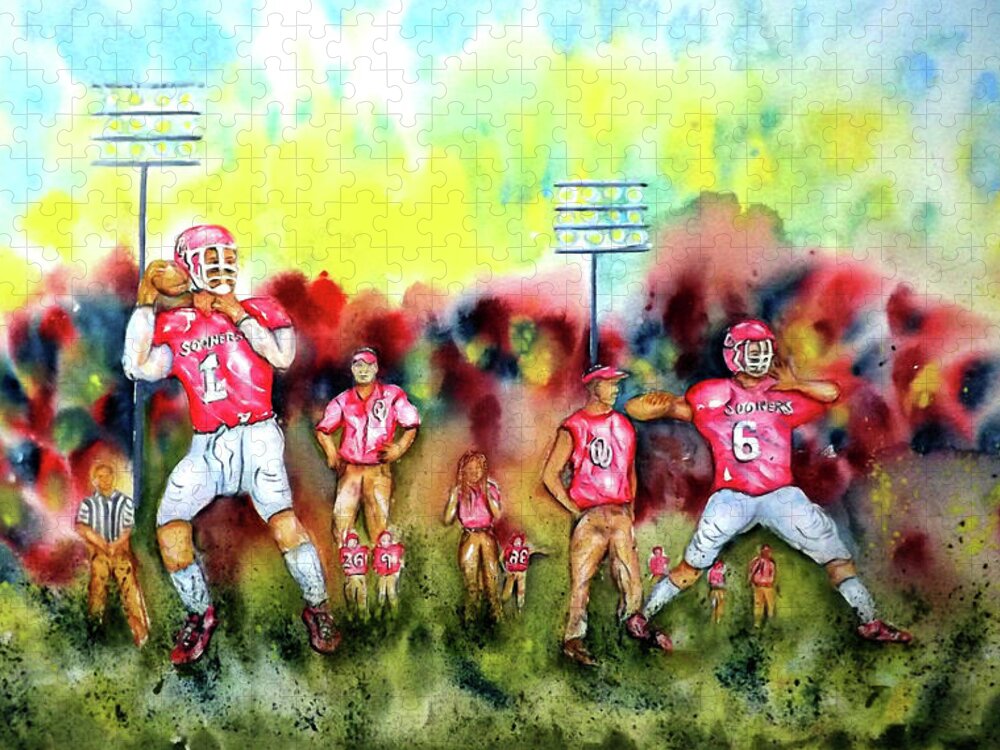 Ou Jigsaw Puzzle featuring the painting Heisman Dreams by Ragon Steele