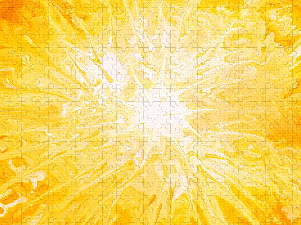 Yellow Sun Jigsaw Puzzle featuring the painting Here Comes the Sun by Kume Bryant