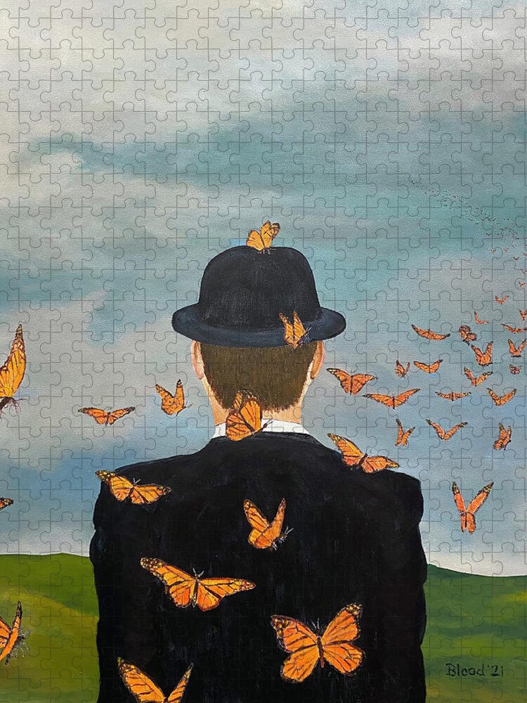 Man In A Bowler Hat Jigsaw Puzzle featuring the painting Here Today, Gone Tomorrow by Thomas Blood