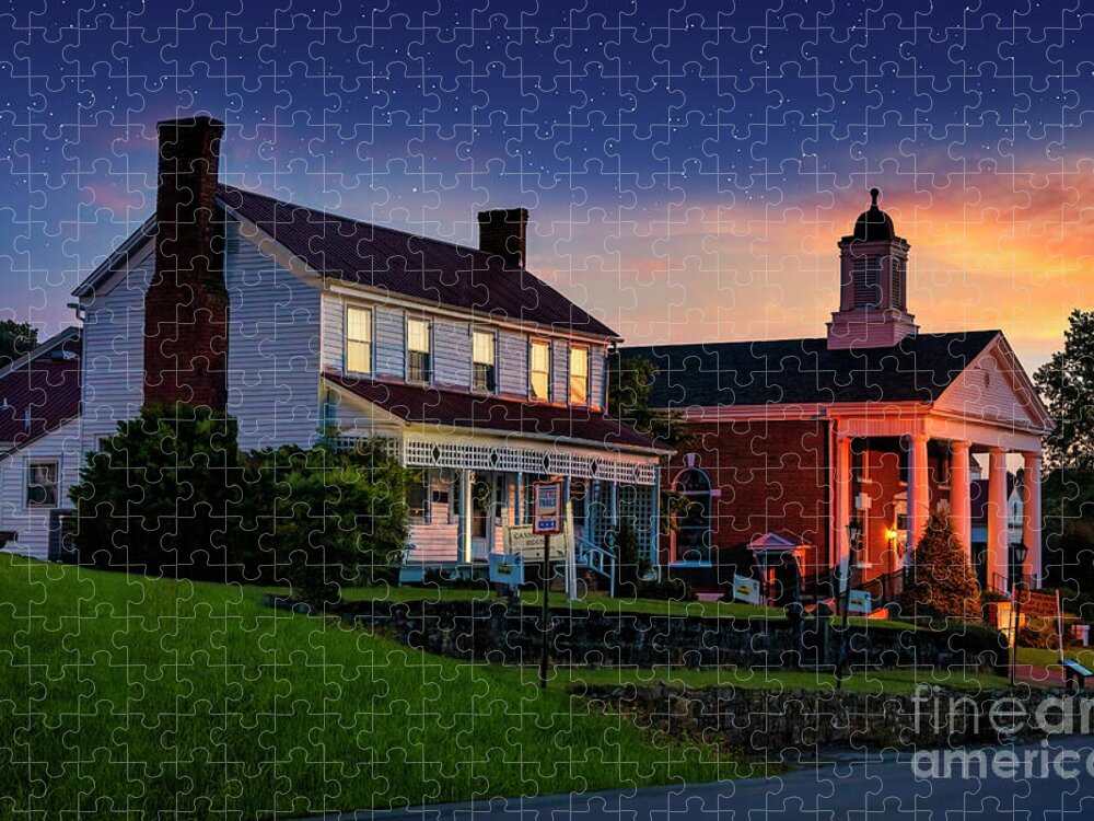 Sunset Jigsaw Puzzle featuring the photograph Historic Blountville at Twilight by Shelia Hunt