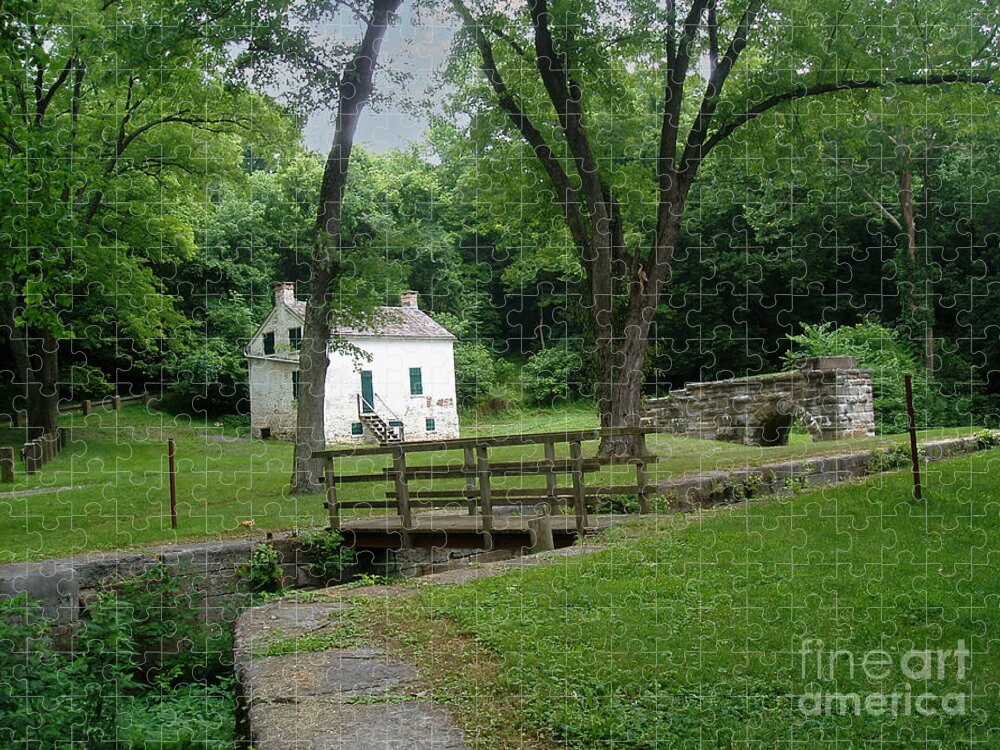Lock House Jigsaw Puzzle featuring the photograph Historic Lock House on the C and O Canal Towpath by L Bosco