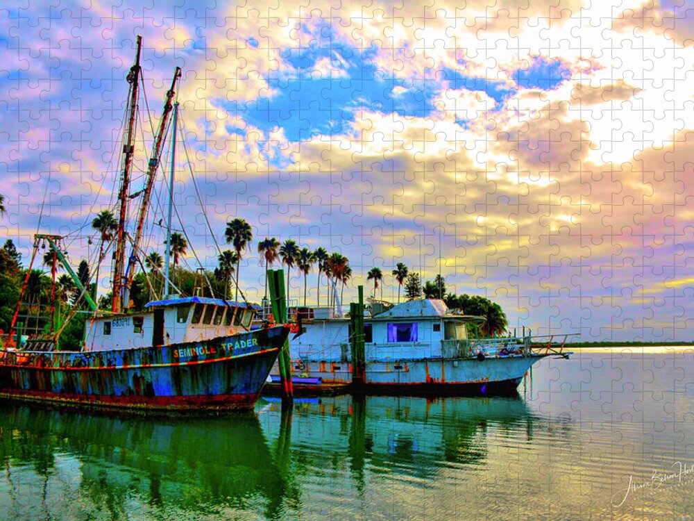 Shrimp Boats Jigsaw Puzzle featuring the photograph History in between by Alison Belsan Horton