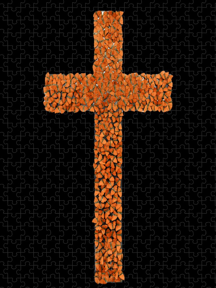  Jigsaw Puzzle featuring the digital art Holy Cross in Orange by Scott Fulton