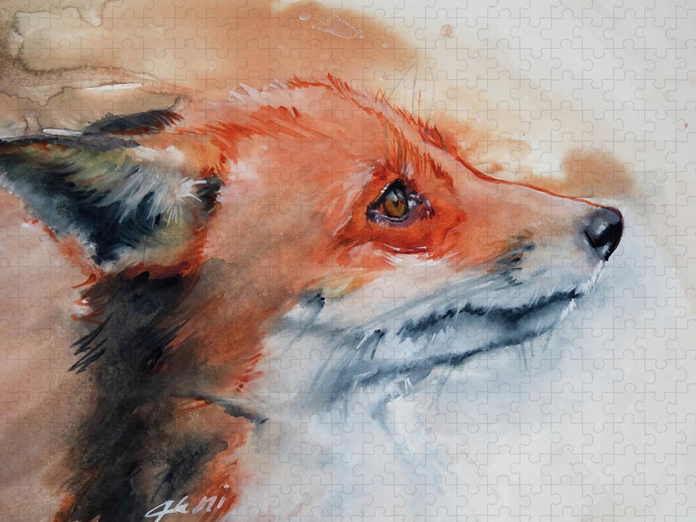 Fox Jigsaw Puzzle featuring the painting Hope And A Future 1 by Jani Freimann