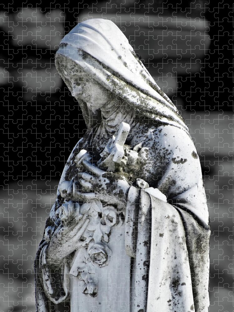 Cemetery Statue Jigsaw Puzzle featuring the photograph Hope Remains by David T Wilkinson