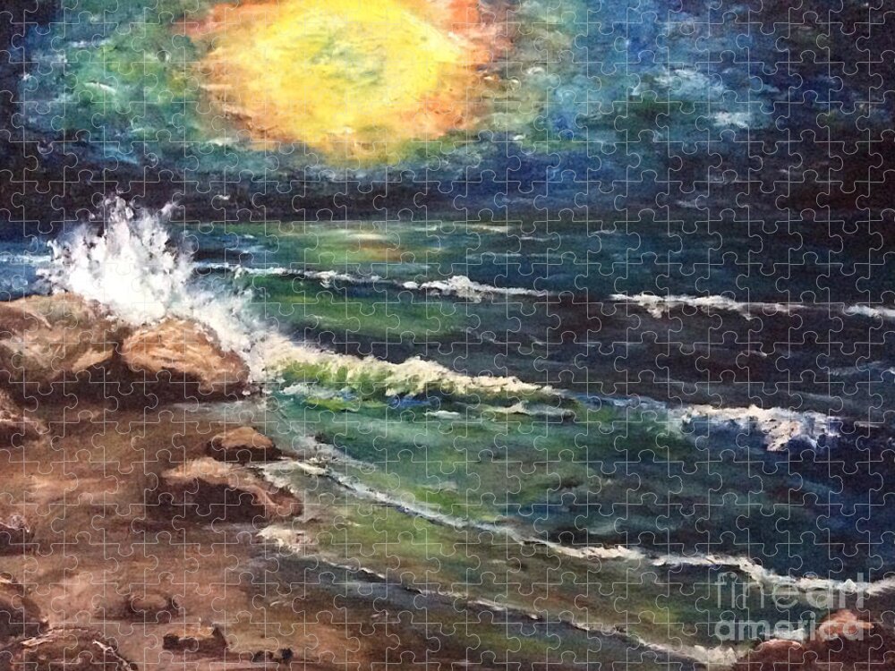 Ocean Jigsaw Puzzle featuring the painting Horizons by Cheryl Pettigrew