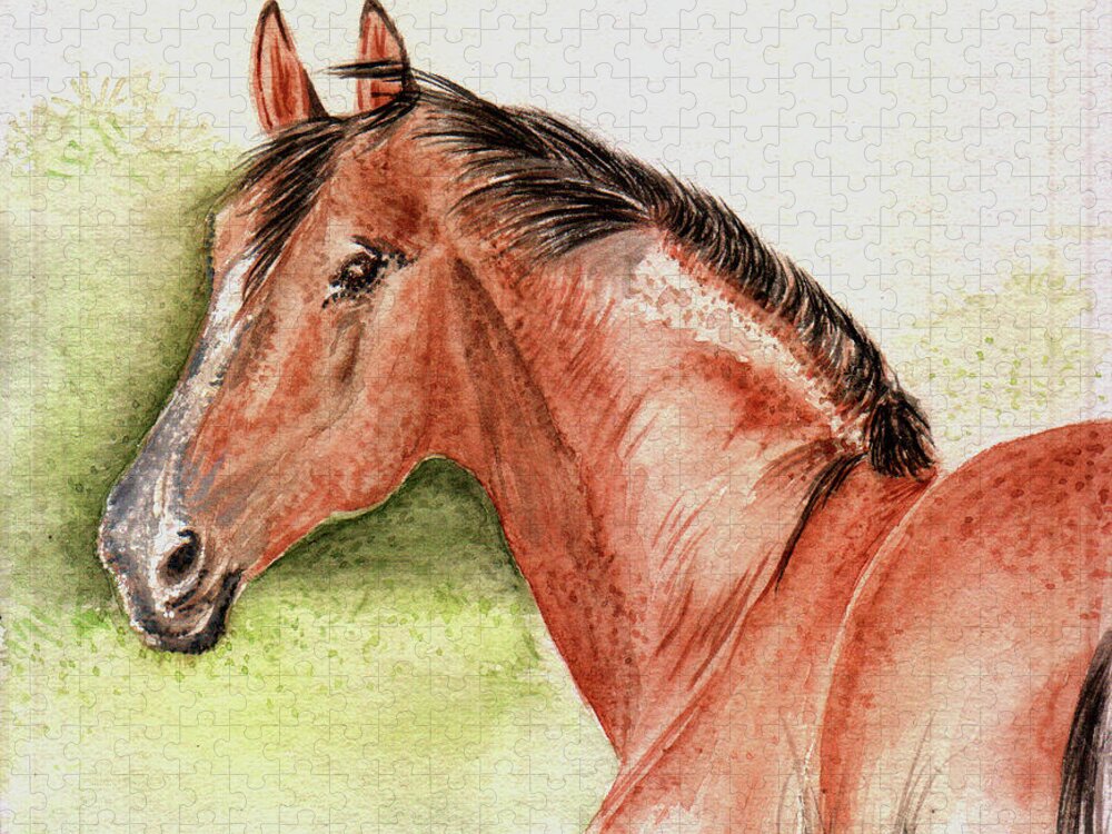 Horse Painting Jigsaw Puzzle featuring the painting Horse in Breeze by Remy Francis