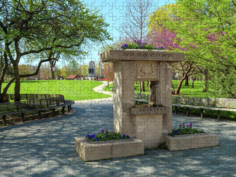 Chicagoland Jigsaw Puzzle featuring the photograph Horse Show Fountain, Scoville Park by Todd Bannor