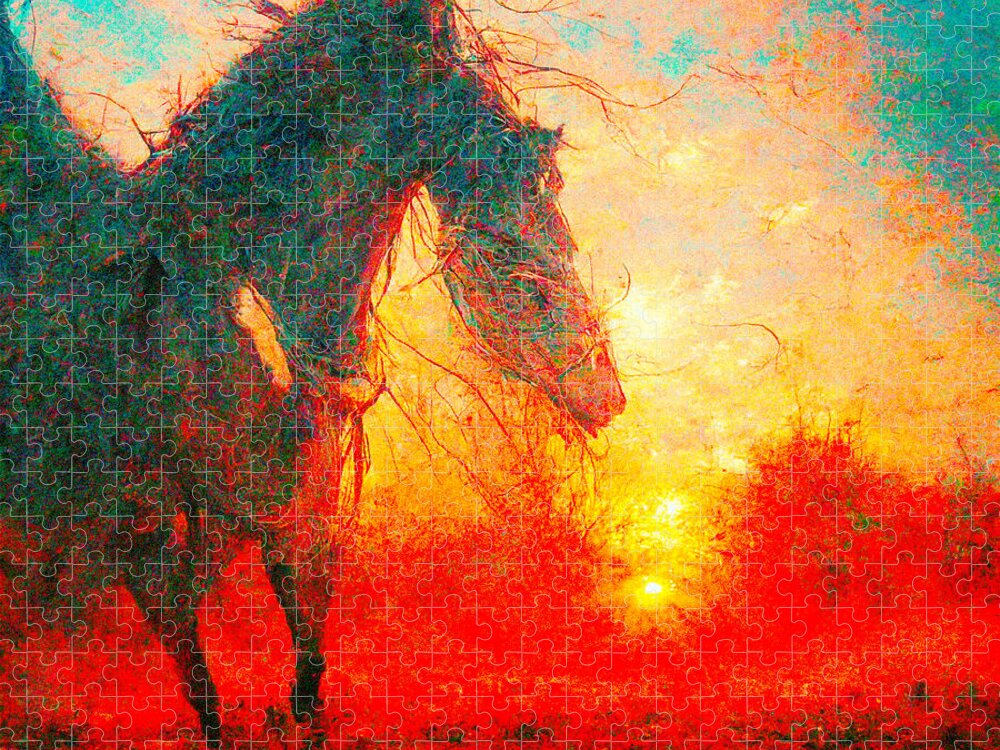 Horse Jigsaw Puzzle featuring the digital art Horses #4 by Craig Boehman