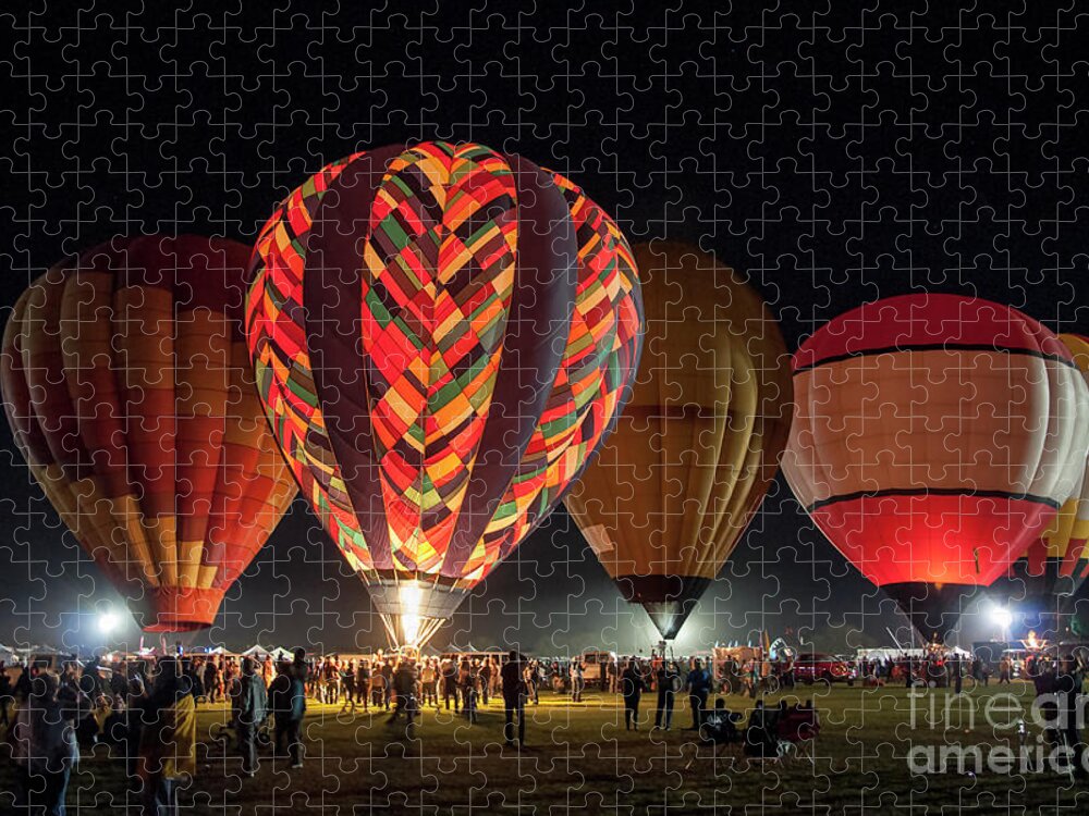 Hot-air Jigsaw Puzzle featuring the photograph Hot Air Balloons Night Festival by Kirt Tisdale