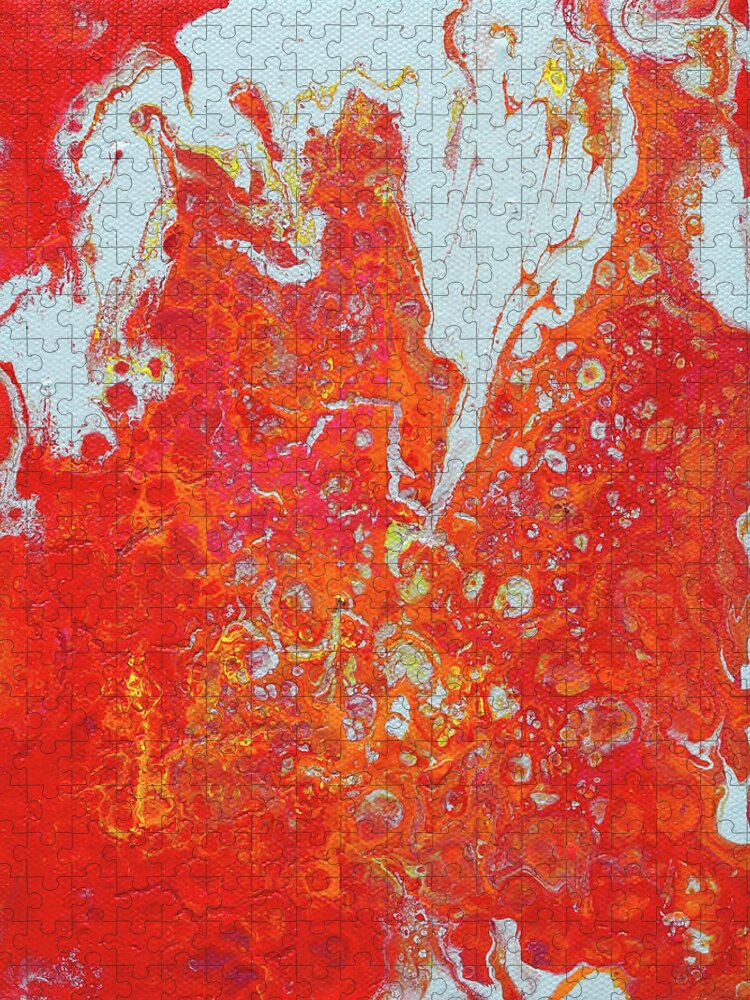 Fluid Jigsaw Puzzle featuring the painting Hot Lava and Ice by Maria Meester