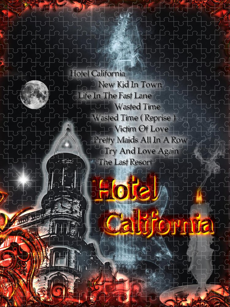 Hotel California Jigsaw Puzzle featuring the digital art Hotel California by Michael Damiani