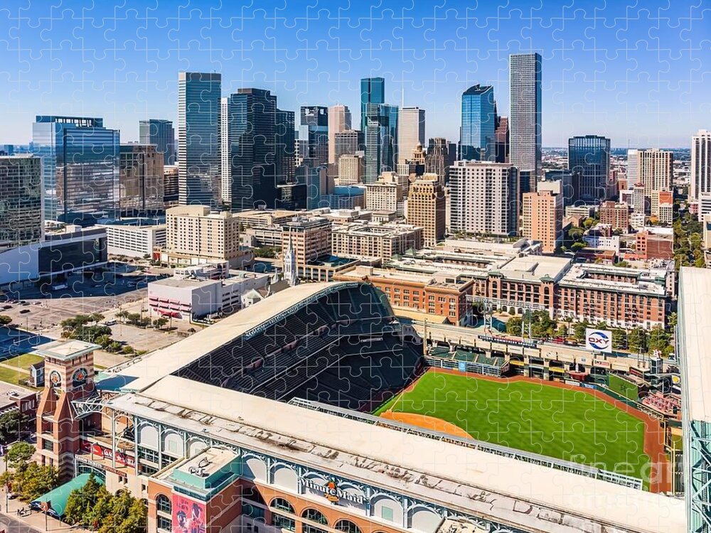 Aerial Of Minute Maid Park And Houston Skyline