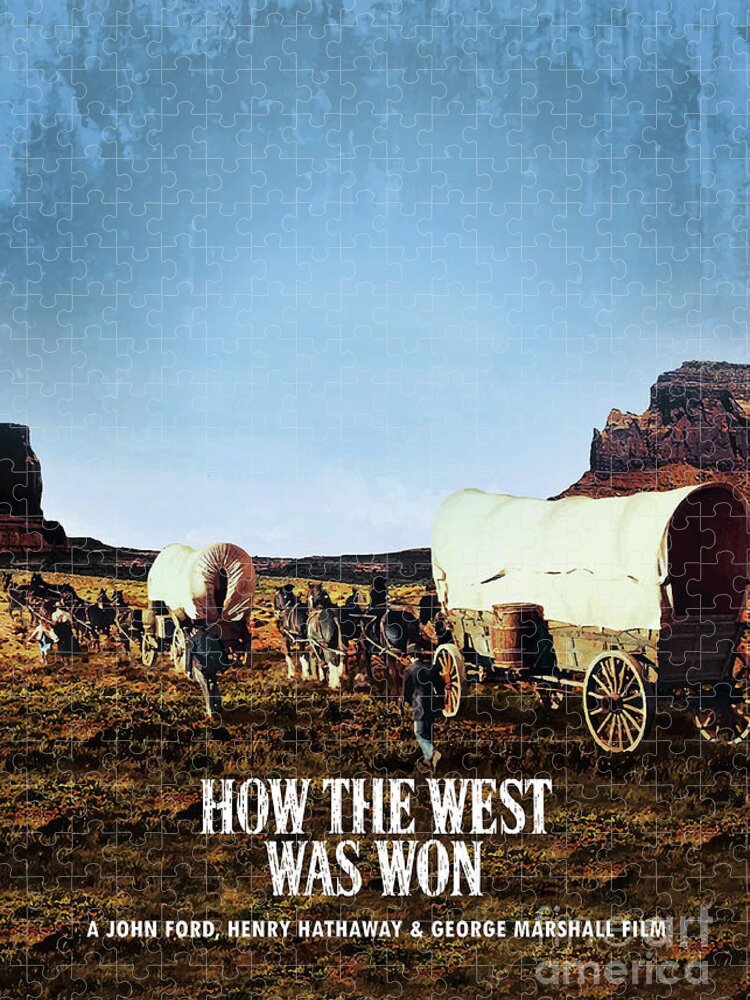 Movie Poster Jigsaw Puzzle featuring the digital art How The West Was Won by Bo Kev