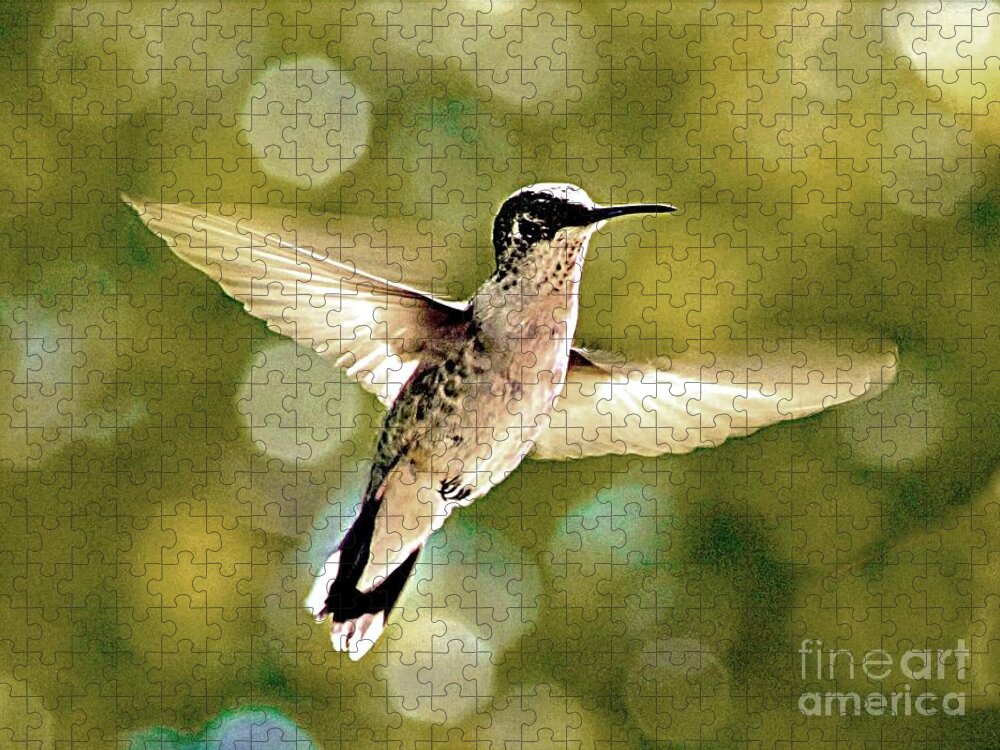 Bird Jigsaw Puzzle featuring the photograph Hummingbird in Flight by Charlene Adler