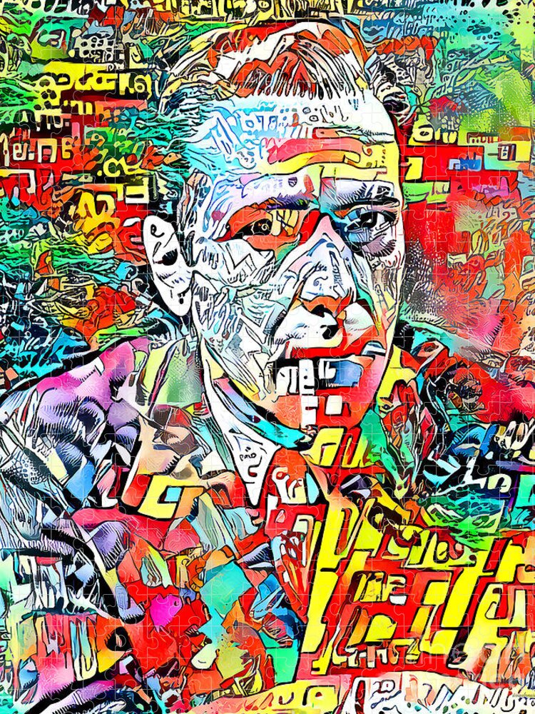 Wingsdomain Jigsaw Puzzle featuring the photograph Humphrey Bogart in Contemporary Vintage Comic Book Style 20201123 by Wingsdomain Art and Photography