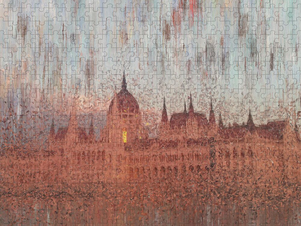 Budapest Jigsaw Puzzle featuring the painting Hungarian Parliament Building by Alex Mir