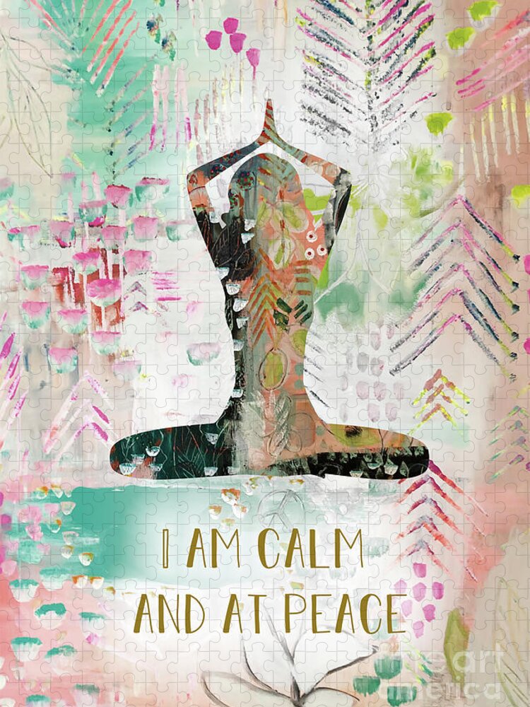 I Am Calm And At Peace Jigsaw Puzzle featuring the mixed media I am calm and at peace by Claudia Schoen