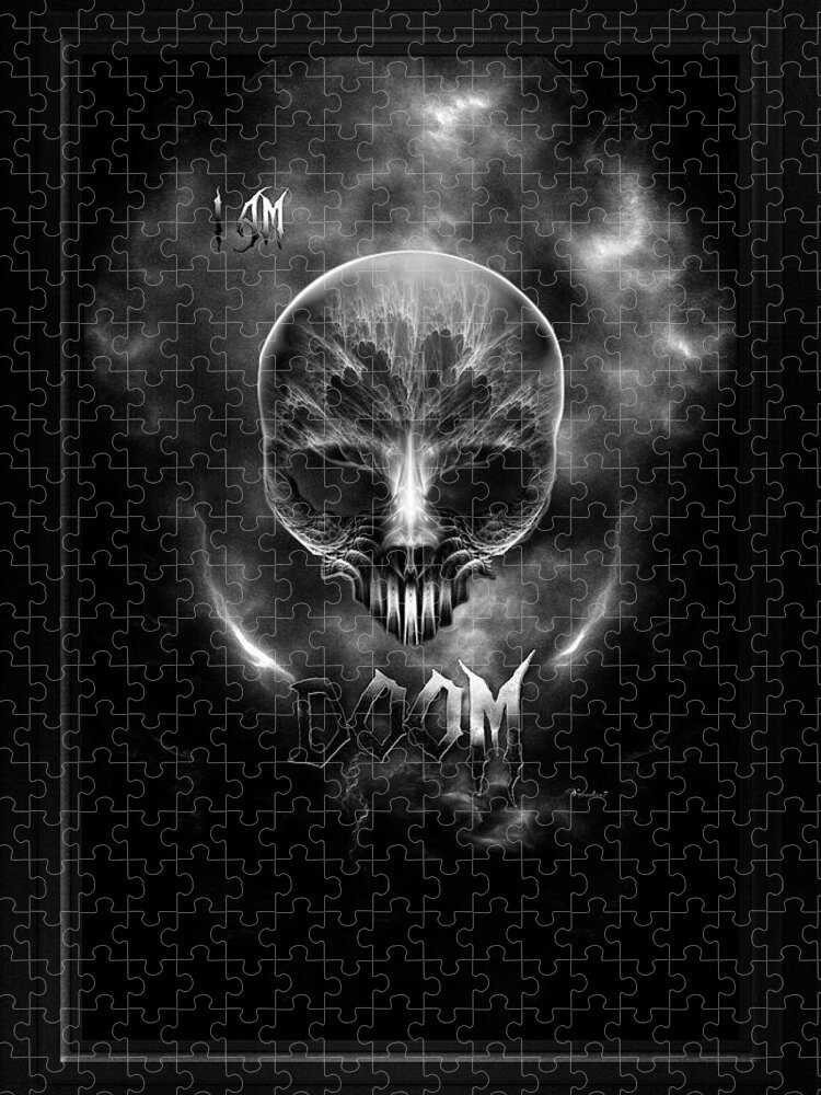 Doom Jigsaw Puzzle featuring the digital art I Am Doom Fractal Gothic Skull by Xzendor7