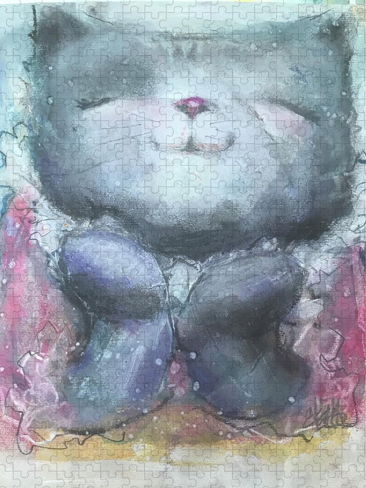Cat Jigsaw Puzzle featuring the mixed media I Am Fabulous by Eleatta Diver