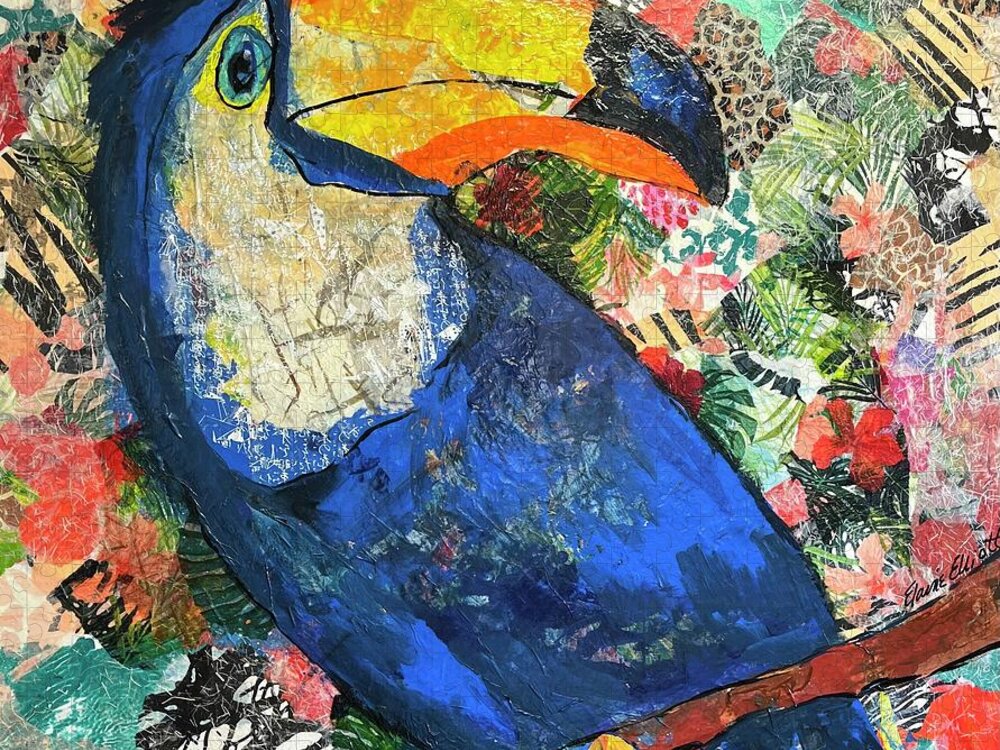 Jungle Birds Jigsaw Puzzle featuring the painting I can, you can, toucan by Elaine Elliott