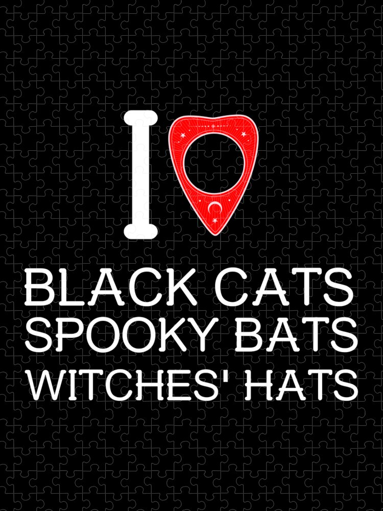 Halloween Jigsaw Puzzle featuring the digital art I Love Black Cat Spooky Bats Witches Hats by Flippin Sweet Gear