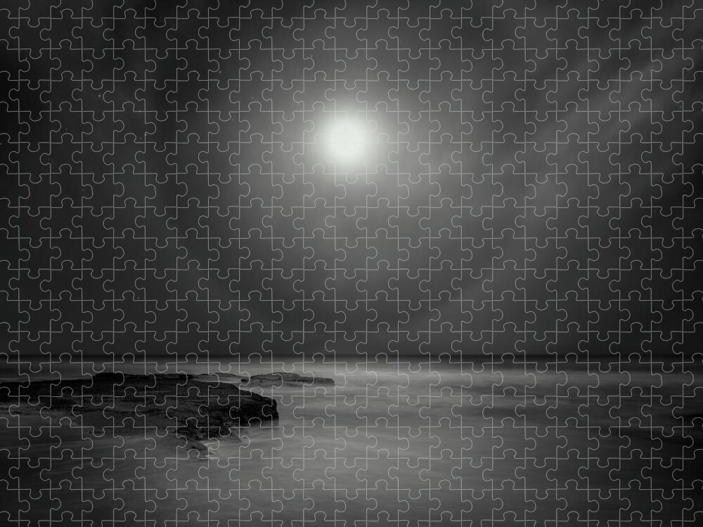 Monochrome Jigsaw Puzzle featuring the photograph Ice Moon by Grant Galbraith