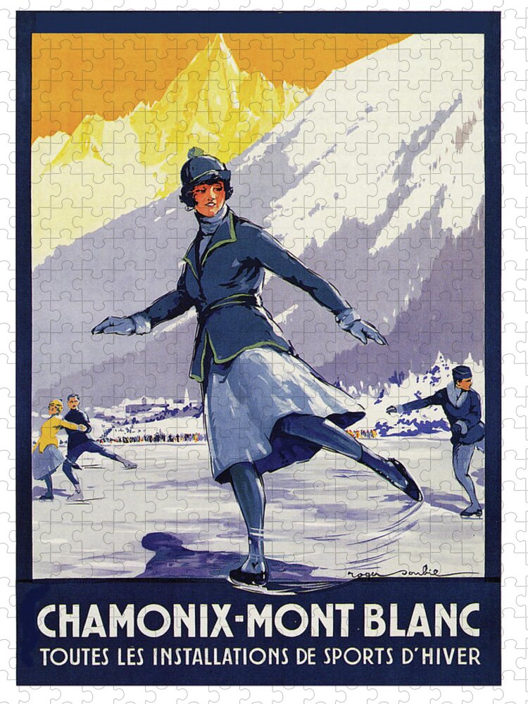 Chamonix Jigsaw Puzzle featuring the digital art Ice Skating on Chamonix by Long Shot