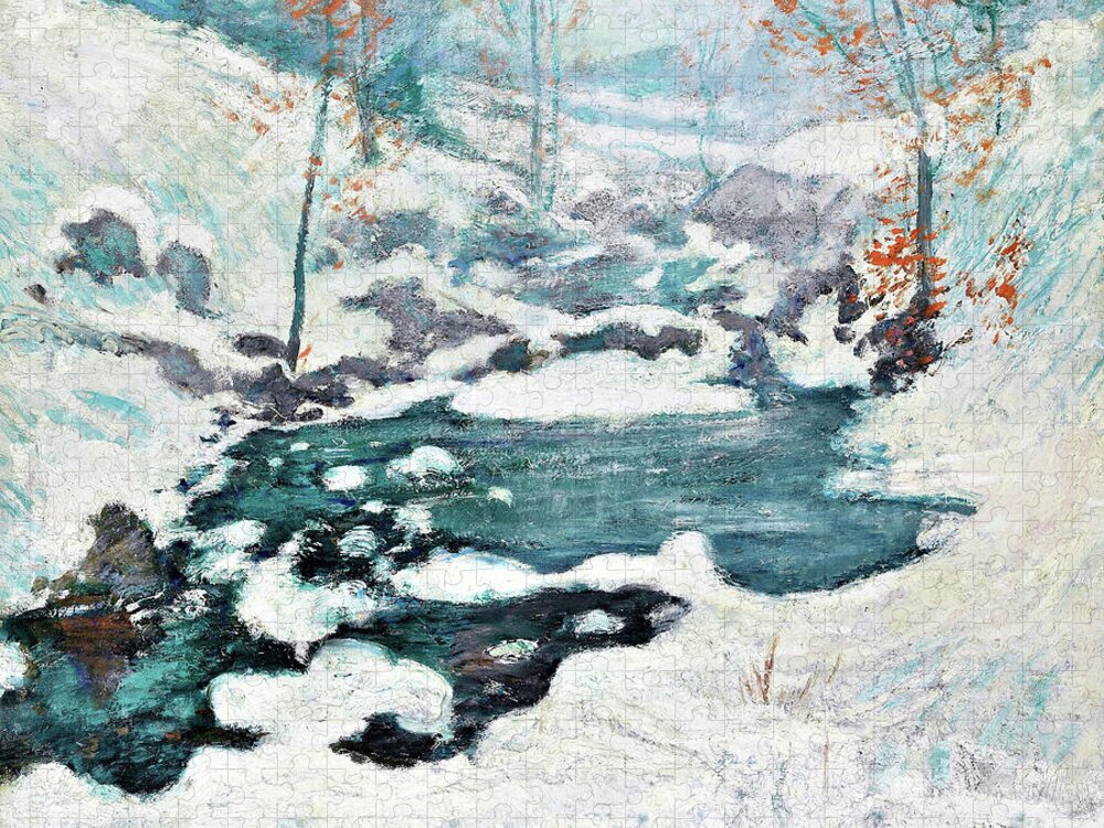 Icebound Jigsaw Puzzle featuring the painting Icebound - Digital Remastered Edition by John Henry Twachtman