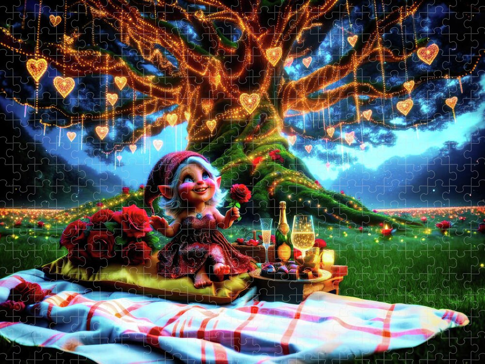 Enchanted Forest Jigsaw Puzzle featuring the digital art Iceglitter's Enchanting Valentine by Bill and Linda Tiepelman