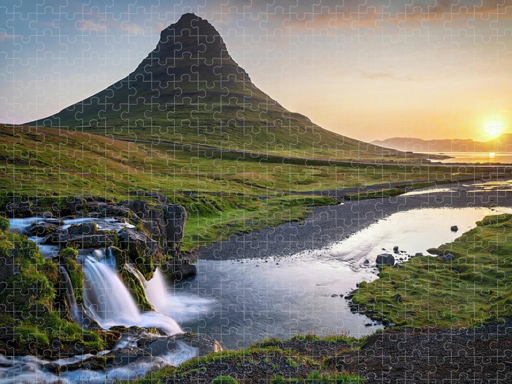 Kirkjufell Jigsaw Puzzle featuring the photograph Iceland - Kirkjufell at sunrise by Olivier Parent