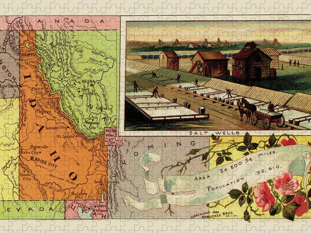 Maps Jigsaw Puzzle featuring the drawing Idaho by Arbuckle Brothers