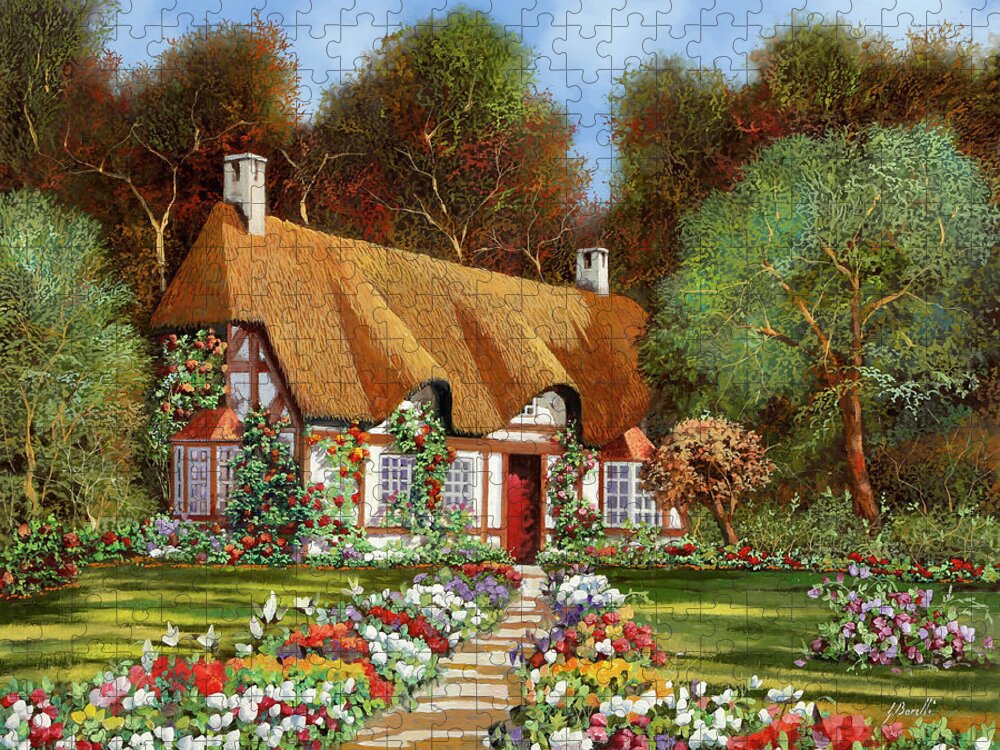 Garden Jigsaw Puzzle featuring the painting Il Giardino Fiorito by Guido Borelli