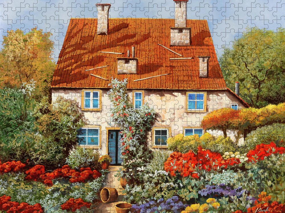 Garden Jigsaw Puzzle featuring the painting Il Giardino In Fiore by Guido Borelli