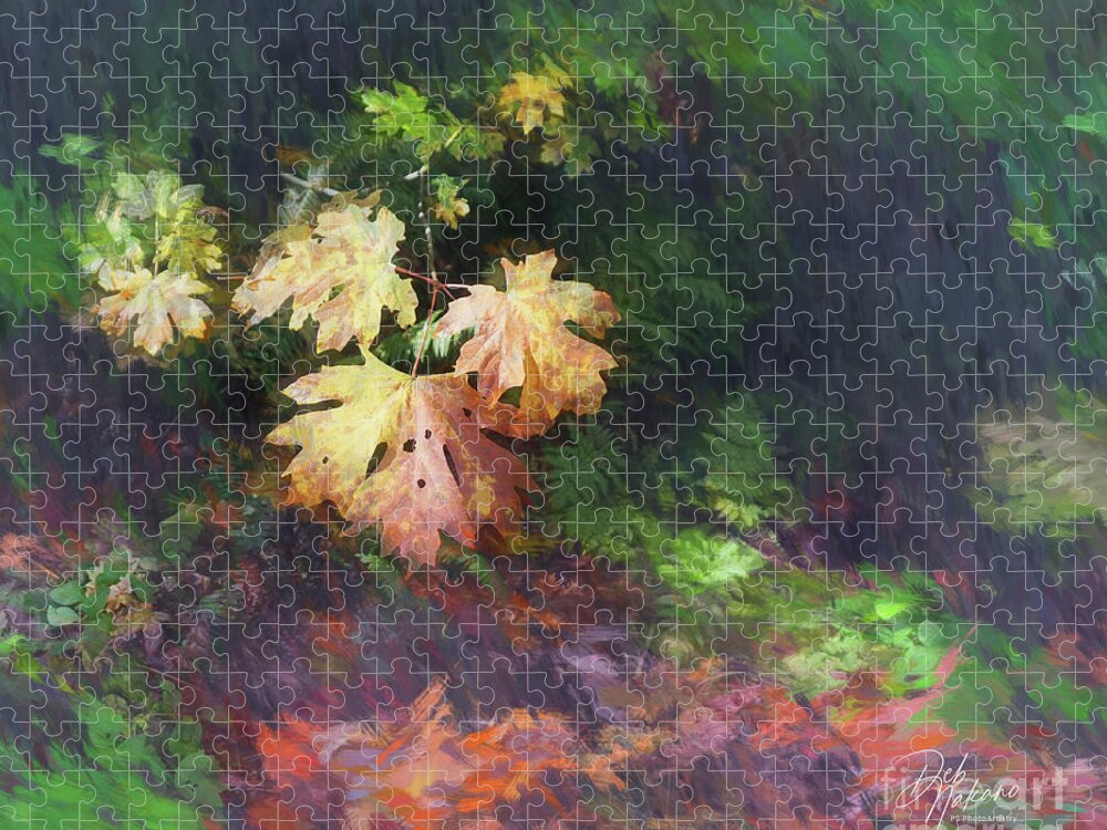 Maple Jigsaw Puzzle featuring the digital art Impressions Leaves by Deb Nakano