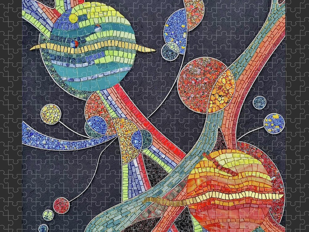 Mosaic Jigsaw Puzzle featuring the glass art In Another Galaxy by Adriana Zoon
